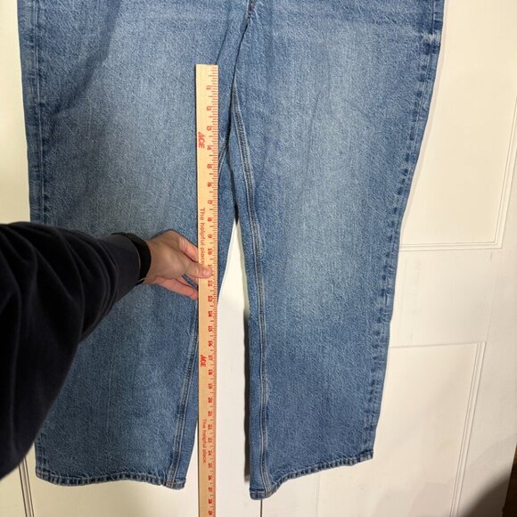 American Eagle Low Rise Baggy Straight Leg Jeans STRIGID Size 18 Short Blue - Picture 5 of 9